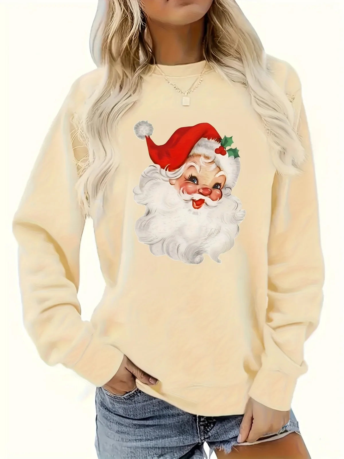 Santa Print Sweatshirt